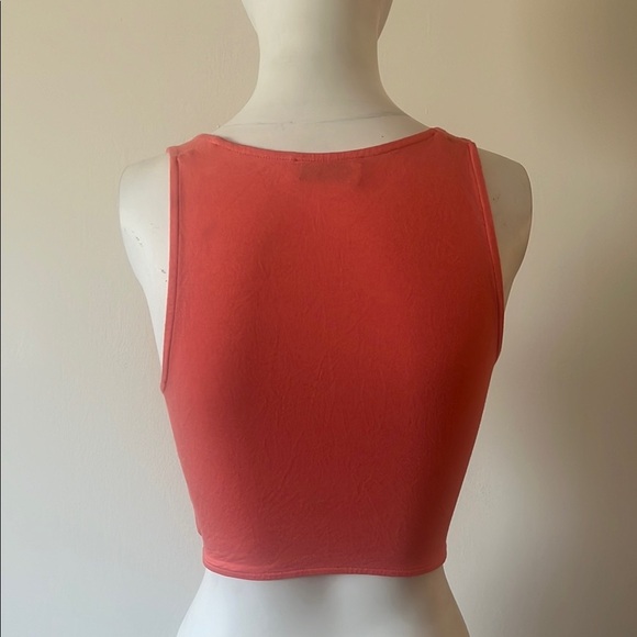 Babaton Orange Pink Scoop Neck Tie Front Tank Top - Picture 3 of 6